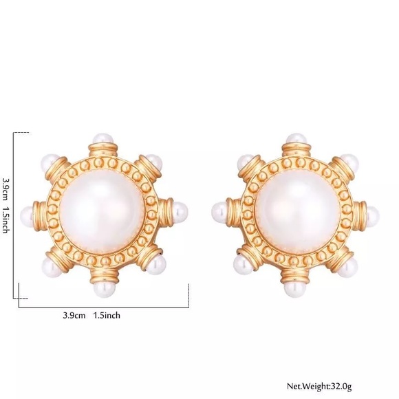 Vintage Round Pearl Clips with Studs - Picture 5 of 5